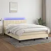 Image de vidaXL Sommier à lattes de lit avec matelas LED Crème 140x190 cm Tissu