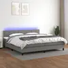 Image de vidaXL Sommier à lattes de lit et matelas et LED Gris foncé 200x200 cm