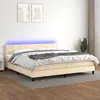 Image de vidaXL Sommier à lattes de lit et matelas et LED Crème 200x200cm Tissu