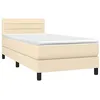 Image de vidaXL Sommier à lattes de lit avec matelas LED Crème 90x200 cm Tissu