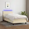 Image de vidaXL Sommier à lattes de lit avec matelas LED Crème 100x200 cm Tissu