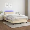 Image de vidaXL Sommier à lattes de lit avec matelas LED Crème 120x200 cm Tissu