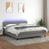 Image de vidaXL Sommier à lattes de lit et matelas et LED Gris foncé 180x200 cm