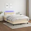 Image de vidaXL Sommier à lattes de lit avec matelas LED Crème 120x200 cm Tissu