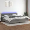 Image de vidaXL Sommier à lattes de lit et matelas et LED Gris foncé 200x200 cm