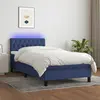 Image de vidaXL Sommier à lattes de lit avec matelas LED Bleu 100x200 cm Tissu
