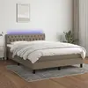 Image de vidaXL Sommier à lattes de lit avec matelas LED Taupe 140x190 cm Tissu