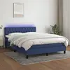 Image de vidaXL Sommier à lattes de lit avec matelas LED Bleu 140x200 cm Tissu
