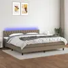 Image de vidaXL Sommier à lattes de lit et matelas et LED Taupe 200x200cm Tissu