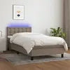 Image de vidaXL Sommier à lattes de lit avec matelas LED Taupe 90x200 cm Tissu