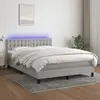 Image de vidaXL Sommier à lattes de lit et matelas et LED Gris clair 140x190 cm