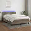 Image de vidaXL Sommier à lattes de lit avec matelas LED Taupe 140x190 cm Tissu