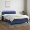 Image de vidaXL Sommier à lattes de lit avec matelas LED Bleu 140x200 cm Tissu