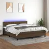 Image de vidaXL Sommier à lattes de lit matelas et LED Marron foncé 160x200 cm