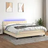 Image de vidaXL Sommier à lattes de lit avec matelas LED Crème 160x200 cm Tissu