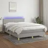 Image de vidaXL Sommier à lattes de lit et matelas et LED Gris clair 140x190 cm