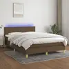 Image de vidaXL Sommier à lattes de lit matelas et LED Marron foncé 140x200 cm
