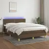 Image de vidaXL Sommier à lattes de lit matelas et LED Marron foncé 140x190 cm