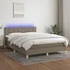 Image de vidaXL Sommier à lattes de lit avec matelas LED Taupe 140x200 cm Tissu