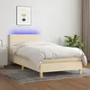 Image de vidaXL Sommier à lattes de lit avec matelas LED Crème 80x200 cm Tissu