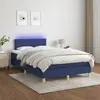 Image de vidaXL Sommier à lattes de lit avec matelas LED Bleu 120x200 cm Tissu