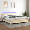 Image de vidaXL Sommier à lattes de lit avec matelas LED Crème 180x200 cm Tissu