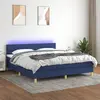 Image de vidaXL Sommier à lattes de lit avec matelas LED Bleu 180x200 cm Tissu