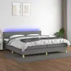 Image de vidaXL Sommier à lattes de lit et matelas et LED Gris foncé 200x200 cm