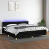 Image de vidaXL Sommier à lattes de lit et matelas et LED Noir 200x200 cm Tissu