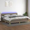 Image de vidaXL Sommier à lattes de lit et matelas et LED Taupe 200x200cm Tissu