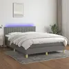 Image de vidaXL Sommier à lattes de lit et matelas et LED Gris foncé 140x190 cm
