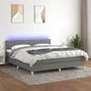 Image de vidaXL Sommier à lattes de lit et matelas et LED Gris foncé 160x200 cm