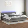 Image de vidaXL Sommier à lattes de lit et matelas et LED Gris foncé 200x200 cm