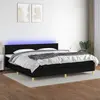 Image de vidaXL Sommier à lattes de lit et matelas et LED Noir 200x200 cm Tissu