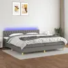 Image de vidaXL Sommier à lattes de lit et matelas et LED Gris foncé 200x200 cm