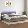 Image de vidaXL Sommier à lattes de lit et matelas et LED Taupe 200x200cm Tissu
