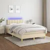 Image de vidaXL Sommier à lattes de lit avec matelas LED Crème 120x200 cm Tissu