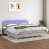 Image de vidaXL Sommier à lattes de lit matelas LED Gris clair 200x200 cm Tissu