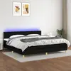 Image de vidaXL Sommier à lattes de lit et matelas et LED Noir 200x200 cm Tissu