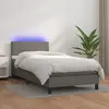 Image de vidaXL Sommier à lattes de lit avec matelas et LED Gris 80x200 cm