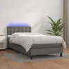Image de vidaXL Sommier à lattes de lit avec matelas et LED Gris 100x200 cm