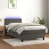 Image de vidaXL Sommier à lattes de lit avec matelas et LED Gris foncé 80x200cm