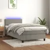 Image de vidaXL Sommier à lattes de lit avec matelas LED Gris clair 100x200 cm