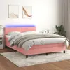 Image de vidaXL Sommier à lattes de lit avec matelas LED Rose 140x190cm Velours