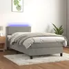 Image de vidaXL Sommier à lattes de lit avec matelas LED Gris clair 100x200 cm