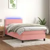 Image de vidaXL Sommier à lattes de lit avec matelas LED Rose 100x200cm Velours