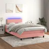 Image de vidaXL Sommier à lattes de lit avec matelas LED Rose 120x200cm Velours
