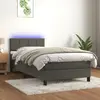 Image de vidaXL Sommier à lattes de lit et matelas et LED Gris foncé 80x200 cm