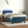 Image de vidaXL Sommier à lattes de lit et matelas et LED Bleu foncé 80x200 cm