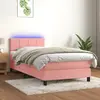 Image de vidaXL Sommier à lattes de lit avec matelas et LED Rose 90x200 cm